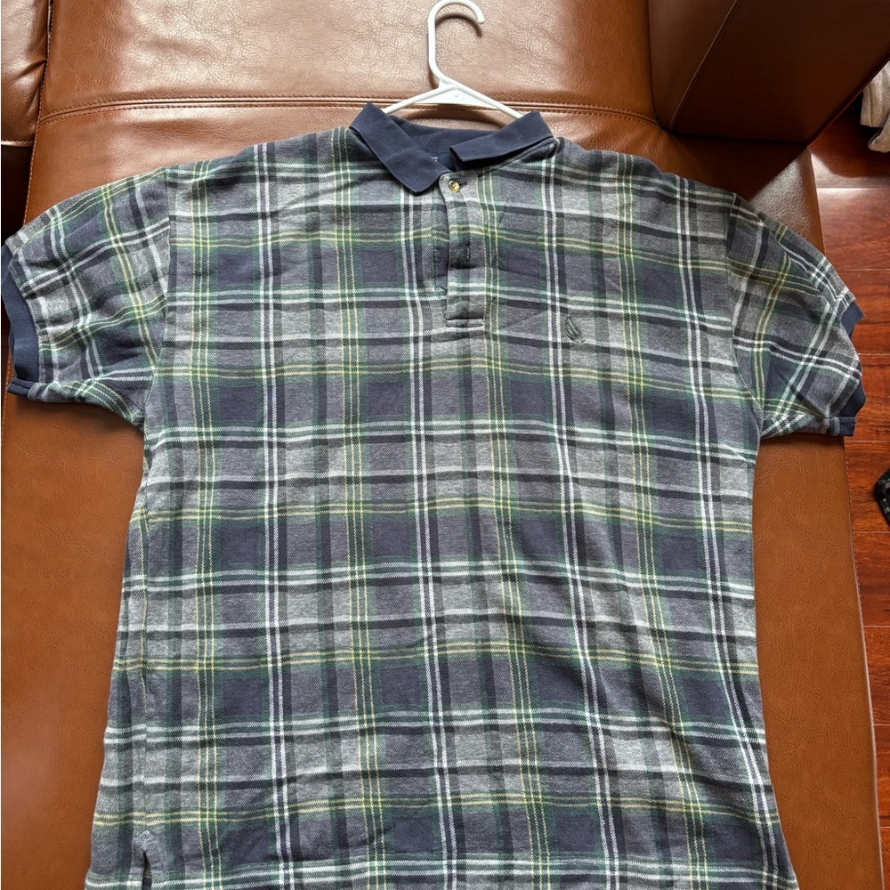 Nautica Men's Plaid Polo Shirt - Blue and Green